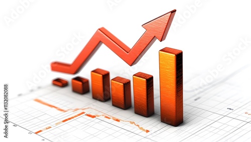 Wallpaper Mural 3D Red Bar Chart with Upward Arrow Representing Business Growth, Financial Success Torontodigital.ca