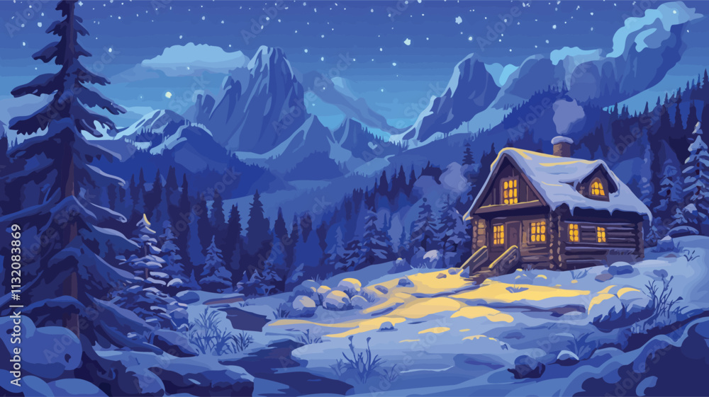 Fototapeta premium winter landscape with house