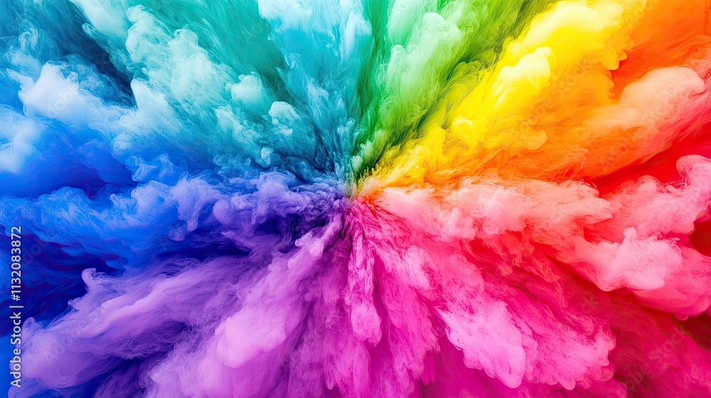 Fototapeta premium Color Explosion in Abstract Rainbow Smoke Swirls for Backgrounds