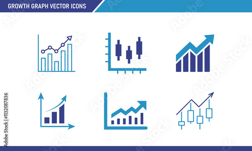 Trading Growth Graph Icon Set - Finance, Market Trends, and Business Analytics Symbols