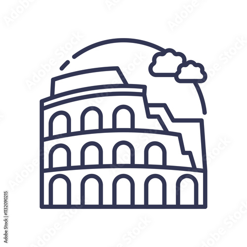 Outline of the Colosseum symbolizing engineering marvels and entertainment history.