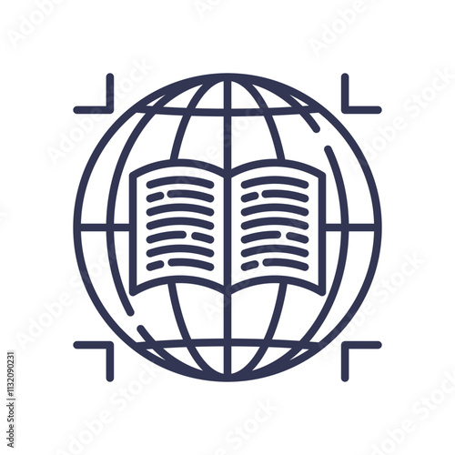 Open book over globe symbolizes global knowledge sharing.