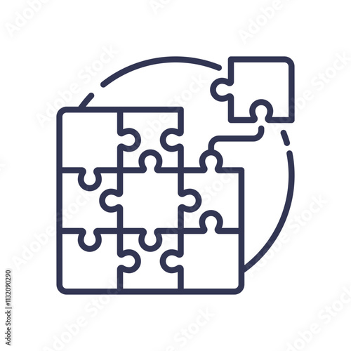Puzzle pieces forming a circle, symbolizing integration and unity.