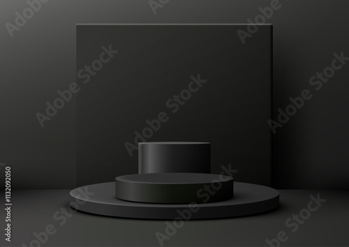 Black 3D Cylindrical Podium...