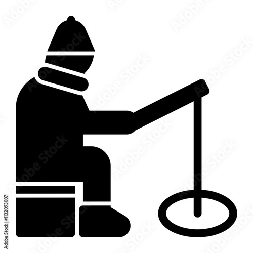 Ice fishing solid icon