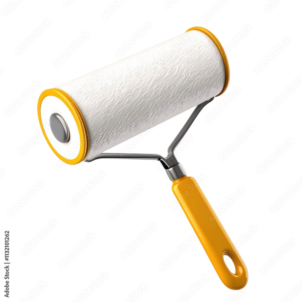 Fototapeta premium Paint roller with a textured surface and yellow handle