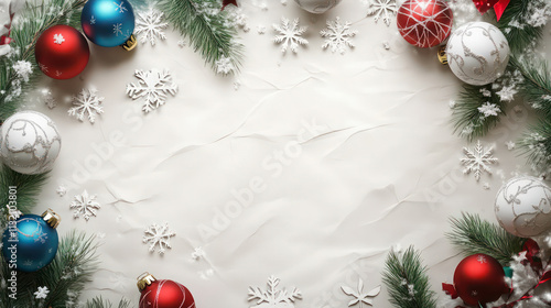Christmas background with balls and fir branches