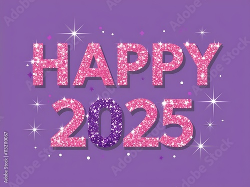 Glittery Pink Happy New Year Two Thousand Twenty Five photo