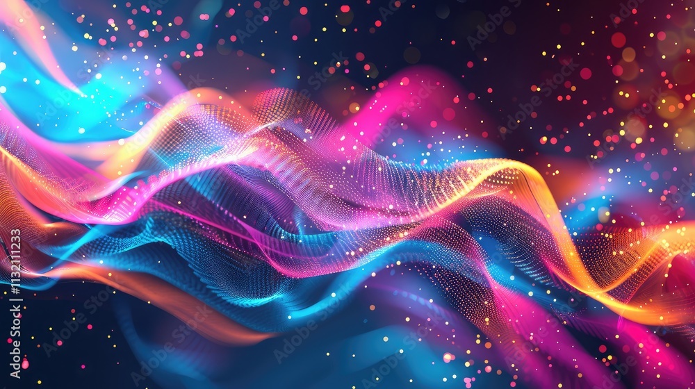 Obraz premium Vibrant Abstract Waves with Colorful Light Streaks