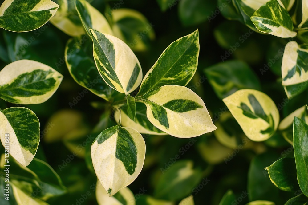 Obraz premium Close-up of variegated green and yellow leaves.