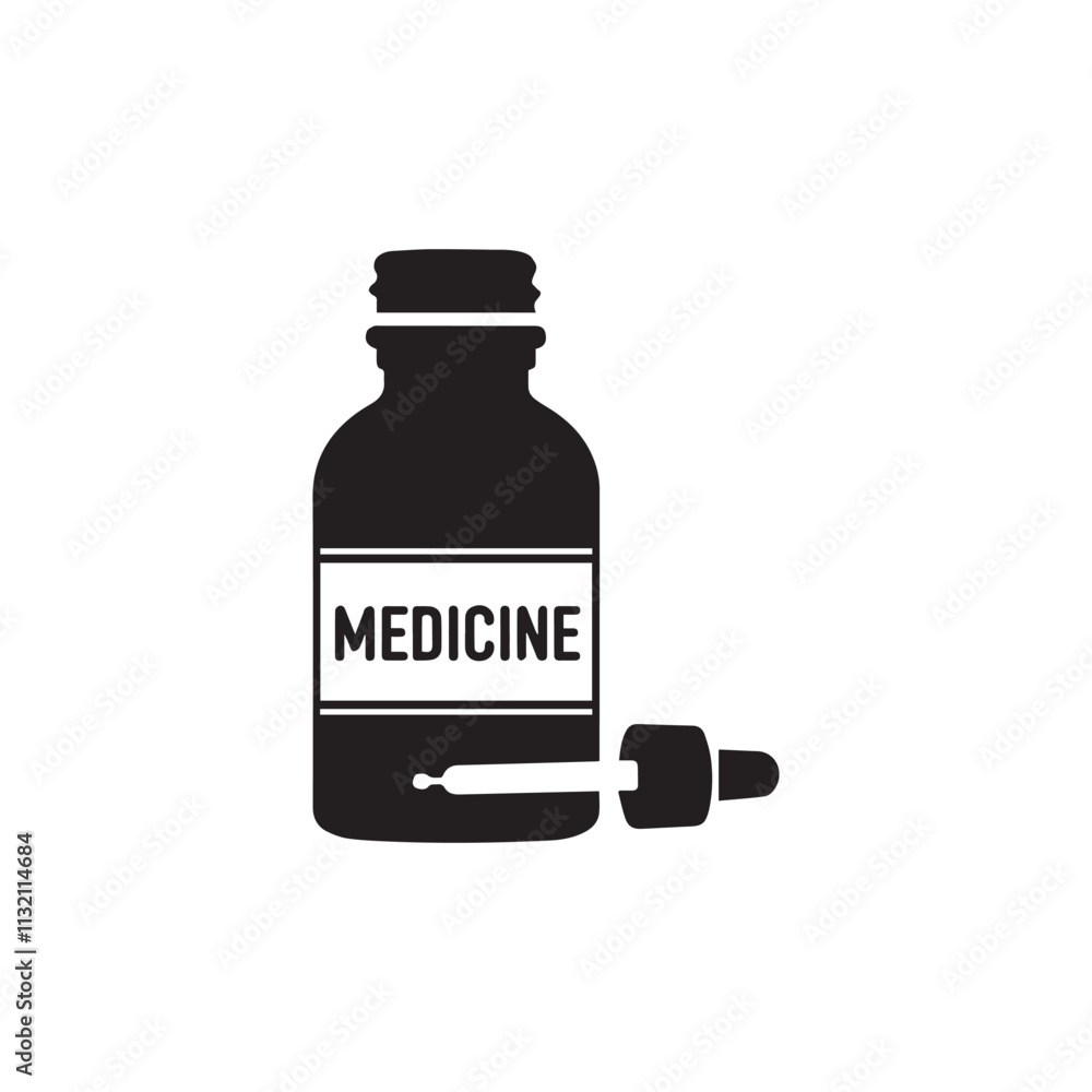 Obraz premium medicine icon, silhoutte vector style with white background