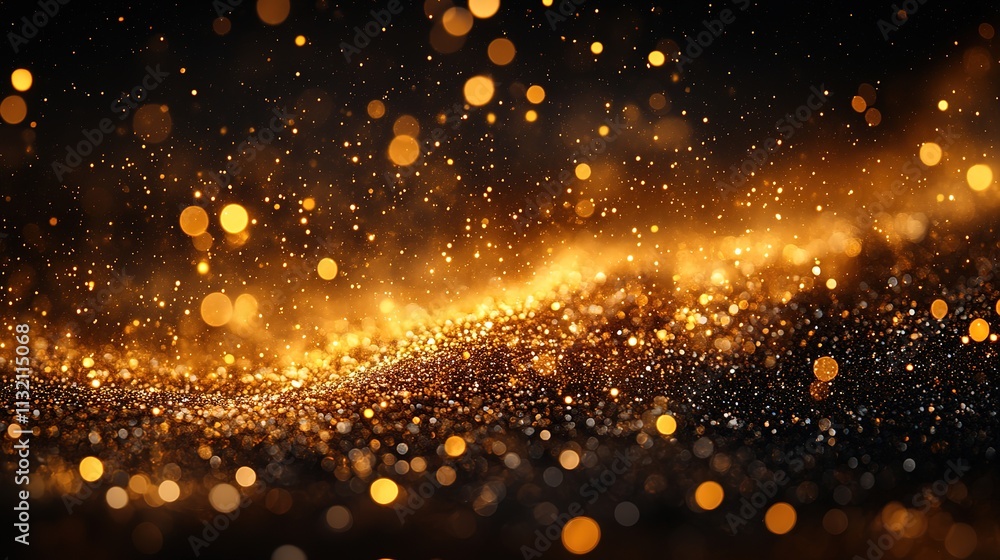 Fototapeta premium Golden Glitter Background With Fireworks In The Night, HD image