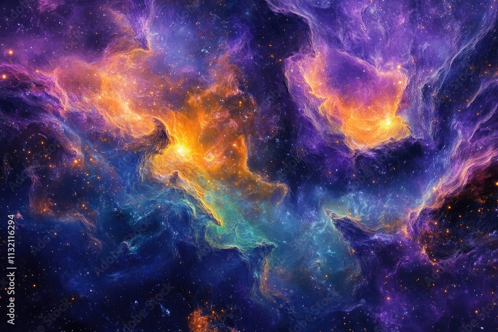 Fototapeta premium Celestial Nebula Swirling Cosmic Colors Across Space