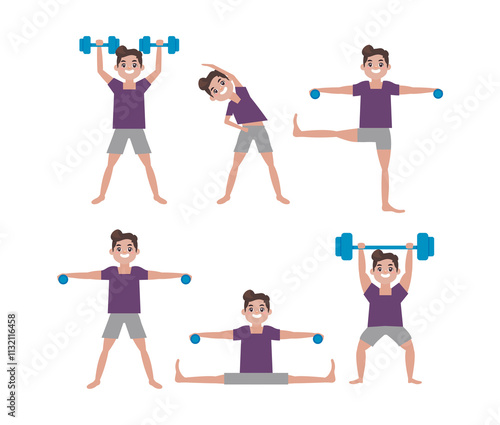 People character doing sport collection