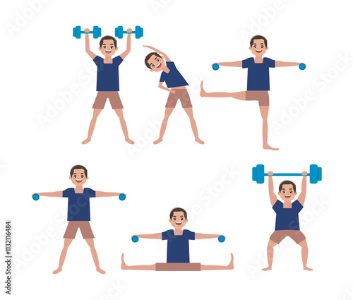 People character doing sport collection