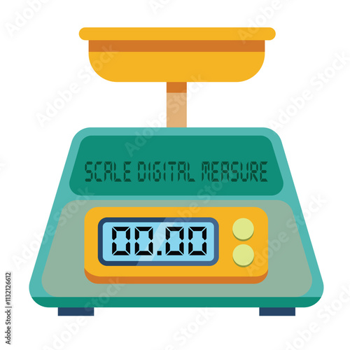 Illustration of scale digital measure on white