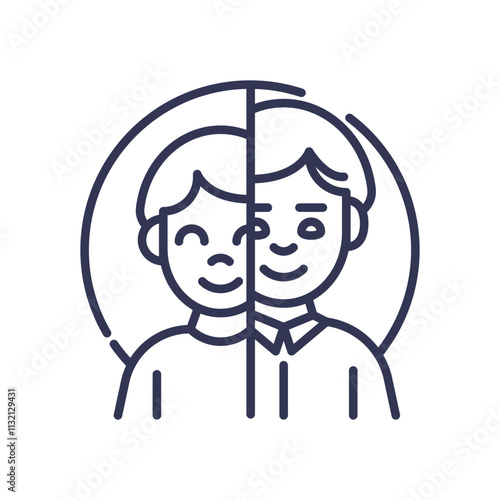 Illustration of a child's face transitioning to a teenager, symbolizing growth and change in adolescence.