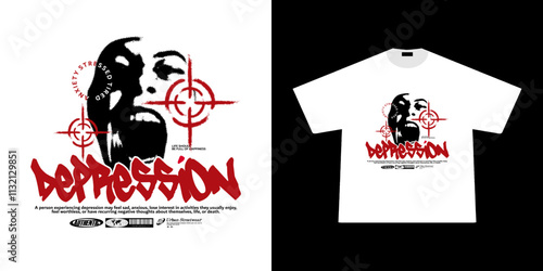 Aesthetic illustration of depression pointilism 
 Streetwear t shirt design, vector graphic, typographic poster or tshirts street wear and Urban style