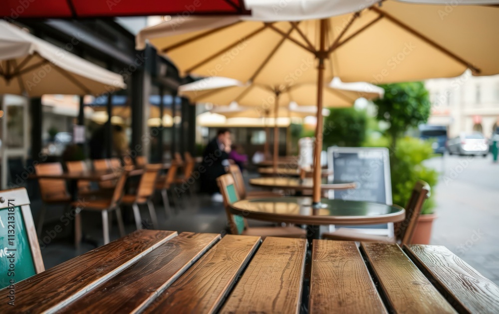 Obraz premium Outdoor Cafe Scene: Perfect for Advertising Restaurants, Cafes, and Urban Lifestyle