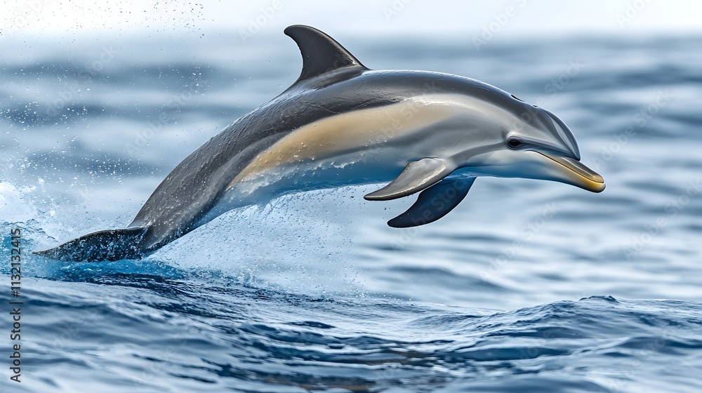 Fototapeta premium Graceful Dolphin Jumping out of Turquoise Ocean Waves