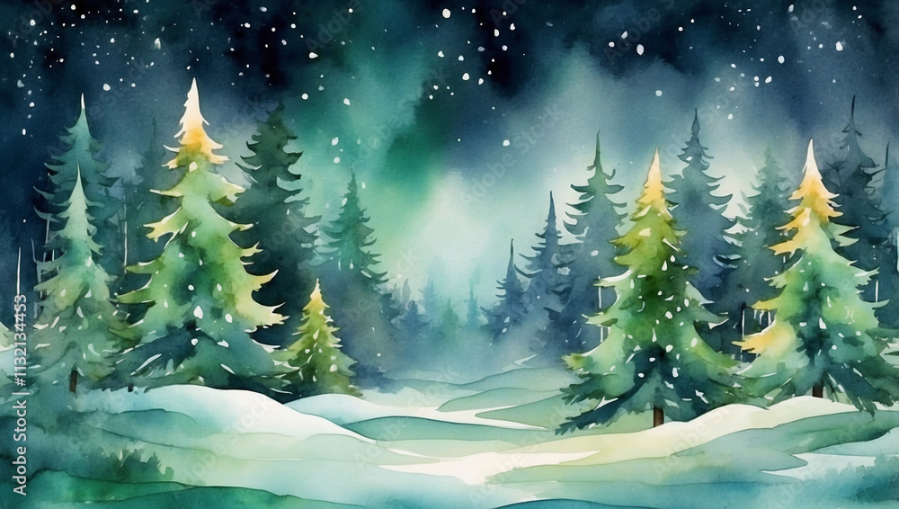 Fototapeta premium Magical Forest with Christmas Trees