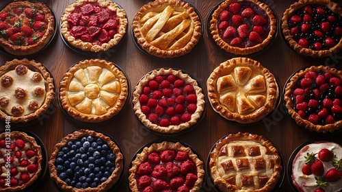 A delightful assortment of assorted fruit pies photo