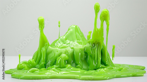 A vibrant green slime splat