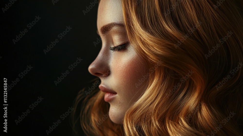 Hair care, grooming and portrait of woman in studio with salon, healthy and shiny treatment for beauty. Confident, wellness and person with long, wavy and volume hairstyle routine by black background Hair care, grooming and portrait of woman in studio with salon, healthy and shiny treatment for beauty. Confident, wellness and person with long, wavy and volume hairstyle routine by black background