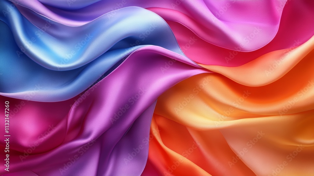 Fototapeta premium Colorful Dynamic Fabric Pattern with Ribbons for Textile or Fashion Design Generative AI