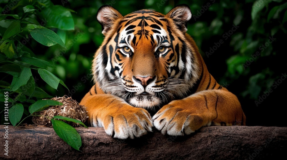 Obraz premium Majestic Bengal Tiger Stalking in Lush Jungle