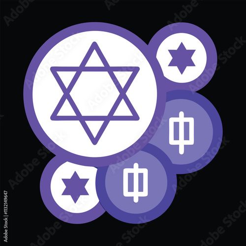 Vector coins (gelt) with intricate Hanukkah