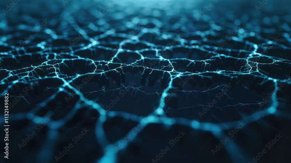 Obraz premium Abstract close-up of a textured surface with glowing blue cracks creating a futuristic and digital appearance