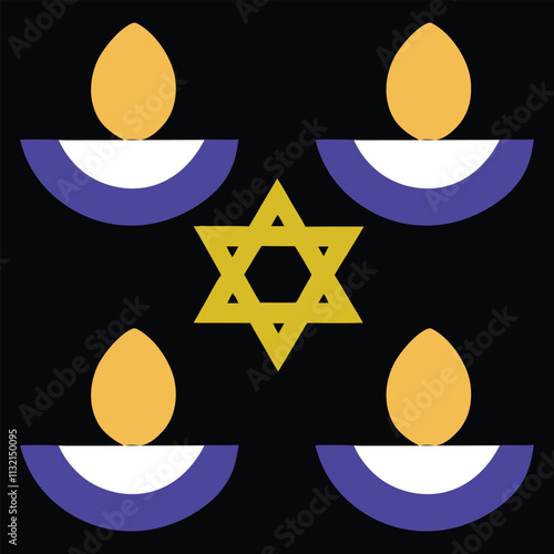 Vector set star with intricate Hanukkah
