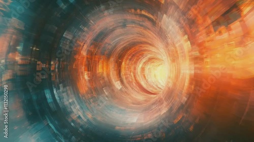 Abstract Digital Tunnel with Bright Light at the End. Smooth looping time lapse video animation background