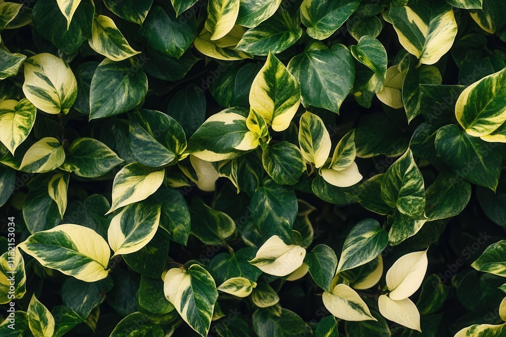 Obraz premium Lush green leaves with variegated patterns.