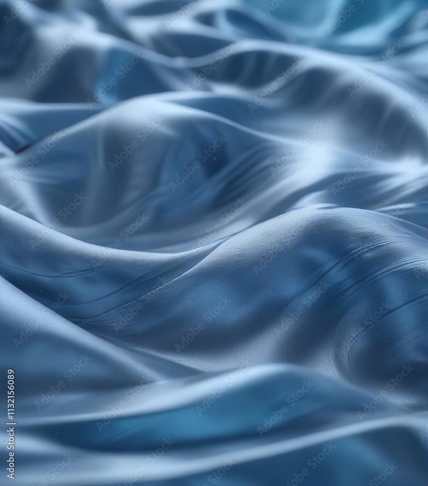 Obraz premium Gentle silk ripples on a calm blue background, calm, gentle movement