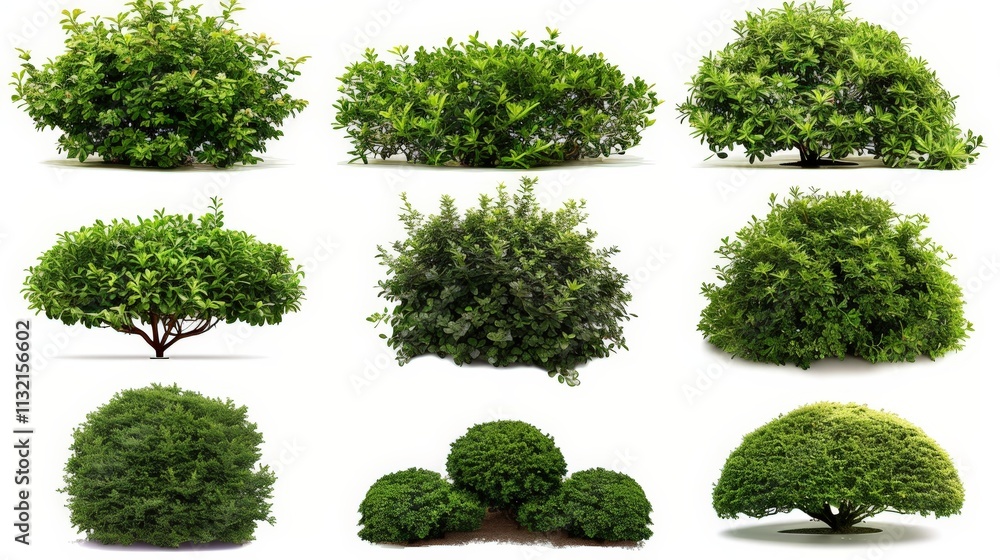 Fototapeta premium Collection of Lush Green Bushes and Shrubs