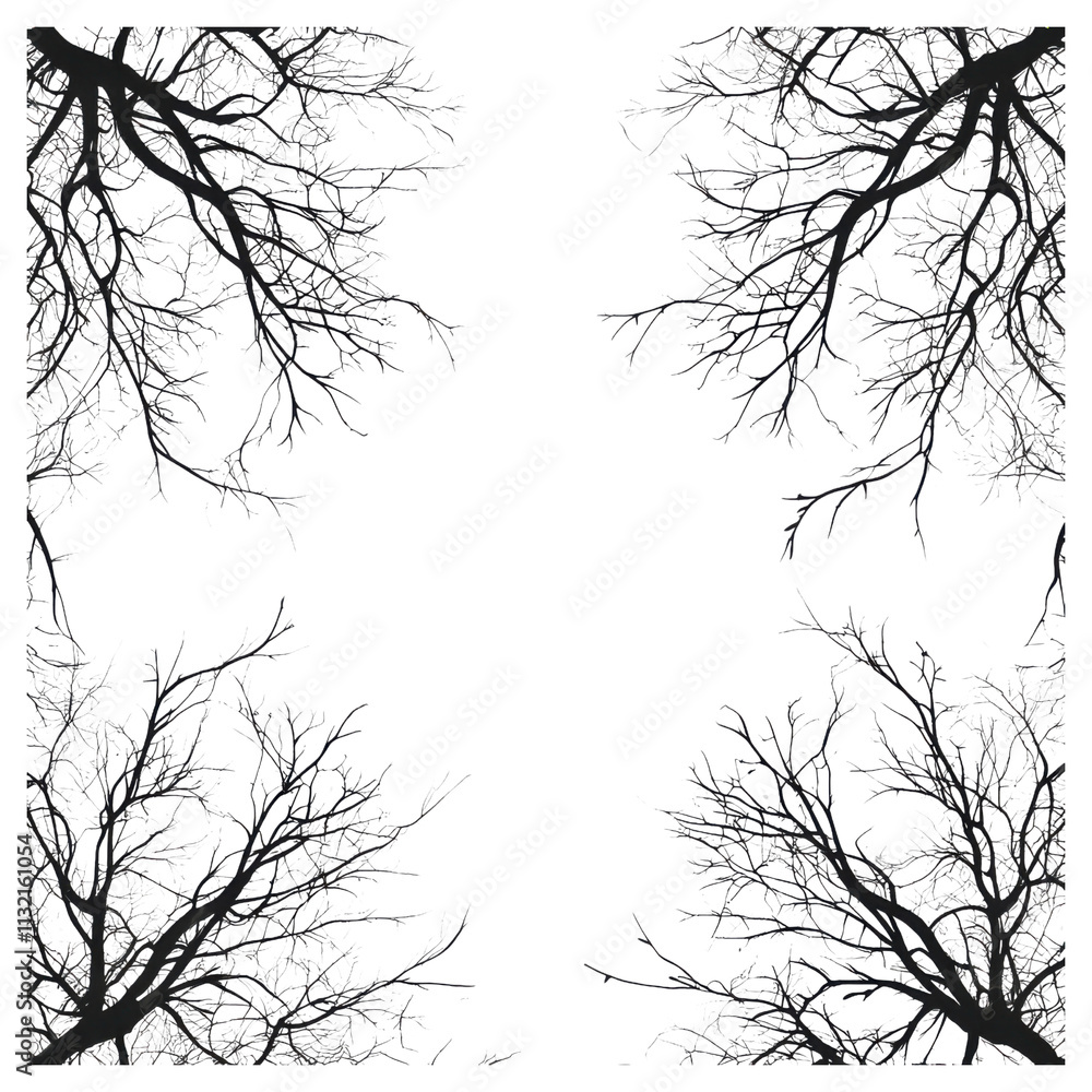Fototapeta premium Silhouetted branches reaching towards the sky nature scene minimalist art abstract viewpoint serenity concept