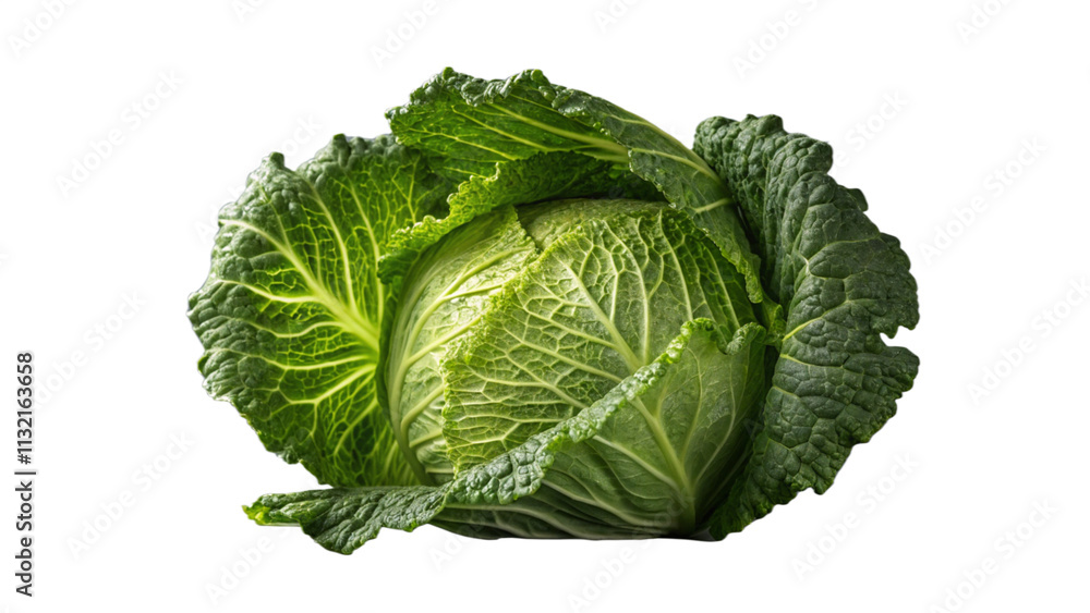 Obraz premium cabbage isolated on white background.Fresh Green Cabbage - A Versatile and Healthy Vegetable.