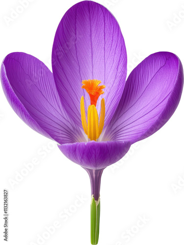 Vibrant purple crocus flower in full bloom
