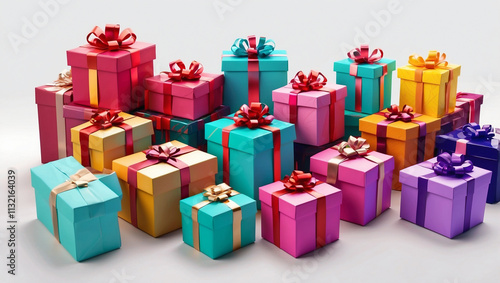 Colored Gift Boxes: A Generative AI Artwork of Festive Surprise photo