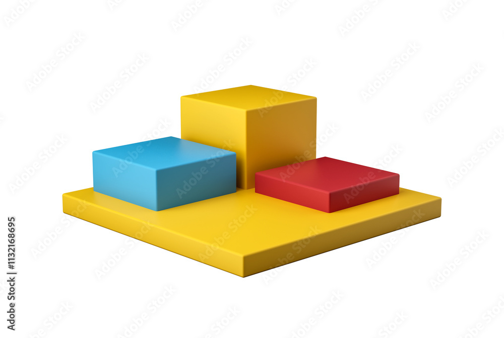 Fototapeta premium Three Steps Cube Podium. White Platform Or Backdrop With Empty Space For Display. Web Pages Template For Products. 3D rendering 