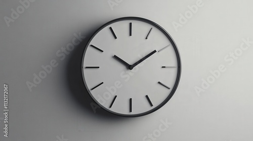 Wallpaper Mural A minimalist geometric room wall clock with angular shapes and a brushed steel frame, located in a high-tech office with a sleek, futuristic aesthetic Torontodigital.ca