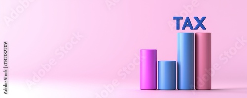 Colorful tax graph on a pink background illustrating financial growth. photo