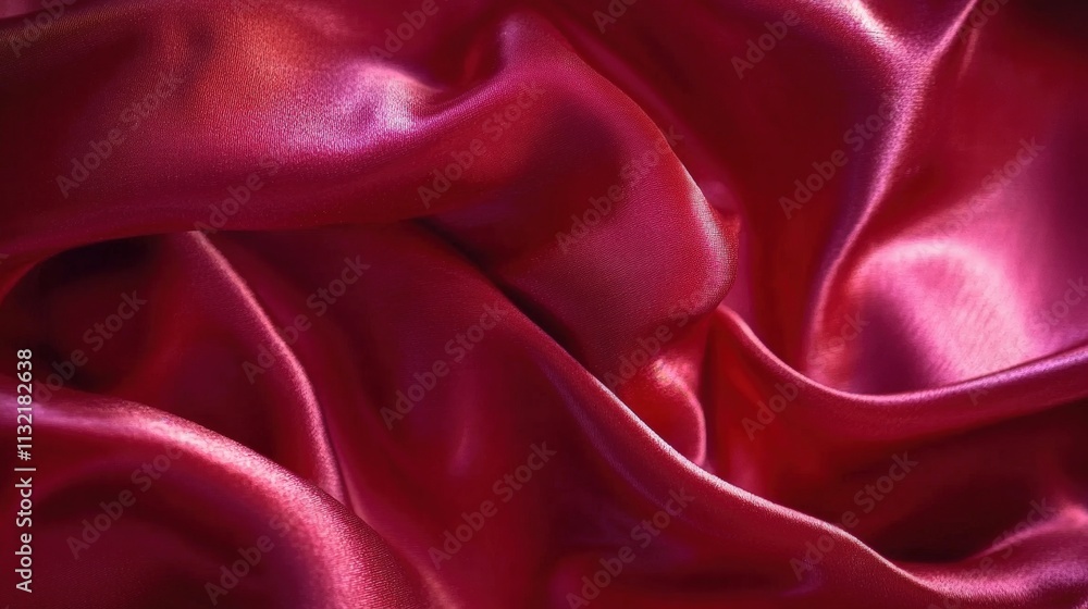 Fototapeta premium Silky Red Satin Fabric Texture with Smooth Drapery for Elegant Backgrounds in High Resolution