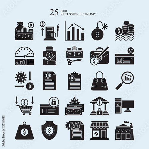 Economic recession icon depicting economic crisis, economic decline, line icon, gradient icon, and color