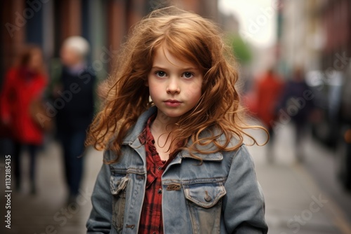 Wallpaper Mural A young girl with long red hair stands on a city street Torontodigital.ca