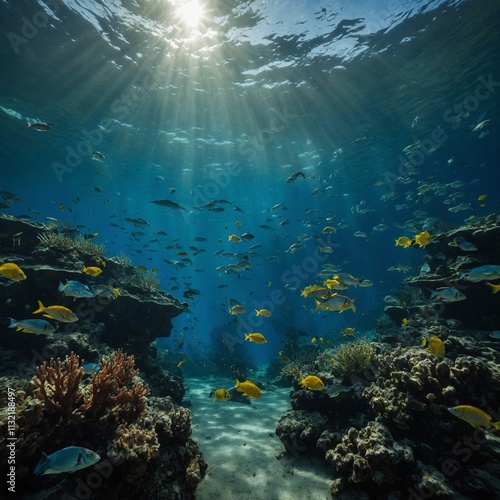 Wallpaper Mural A group of fish traveling to a secret underwater garden. Torontodigital.ca