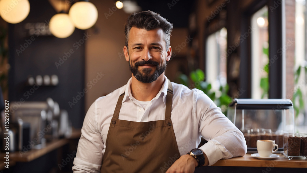 Fototapeta premium Coffee Shop Owner with Pride