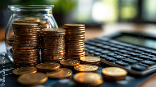 Businesswoman Pressing Calculator for Accounting Calculation at Work Desk